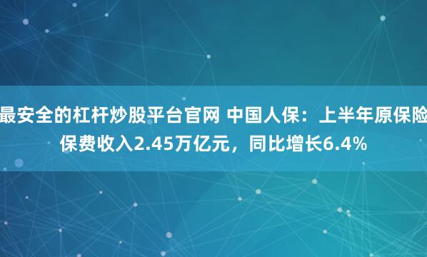 最安全的杠杆炒股平台官网 中国人保：上半年原保险保费收入2.45万亿元，同比增长6.4%